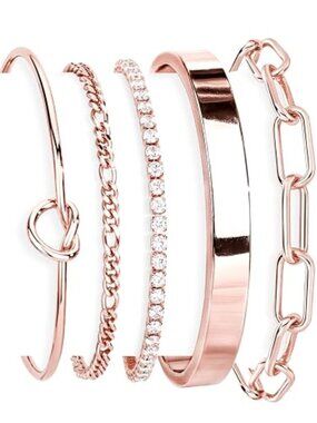 New -‎ Gold Bracelets Set for Women Non Tarnish, Waterproof 14K Gold Plated